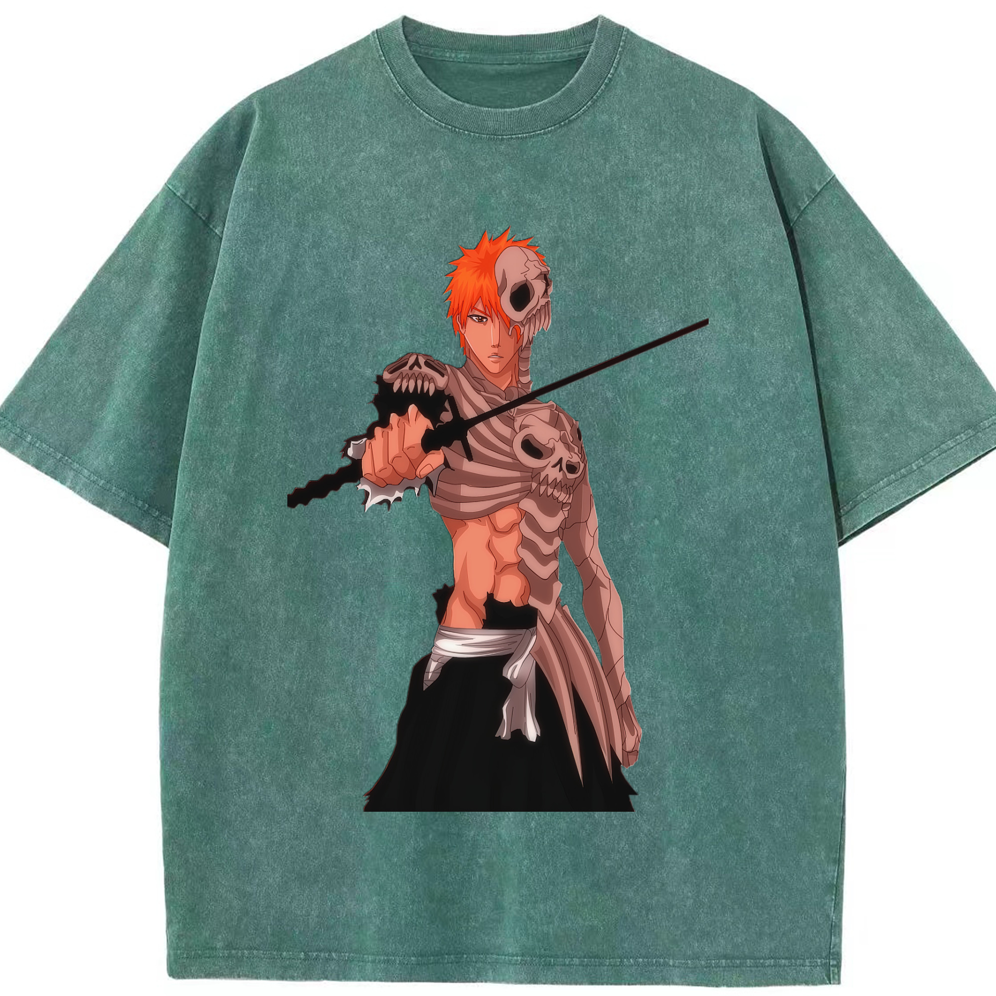 （画像用） ブリーチ 黒崎一護（くろさき いちご）BLEACH Kurosaki Ichigo 綿100% ヴィンテージ風 半袖Tシャツ（フロントプリント）